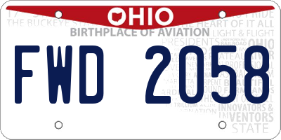 OH license plate FWD2058