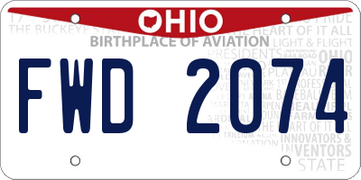 OH license plate FWD2074