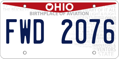 OH license plate FWD2076
