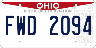 OH license plate FWD2094