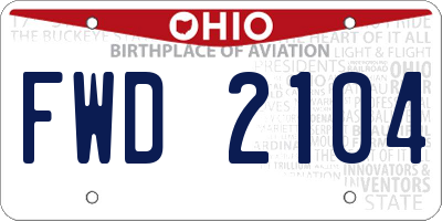 OH license plate FWD2104