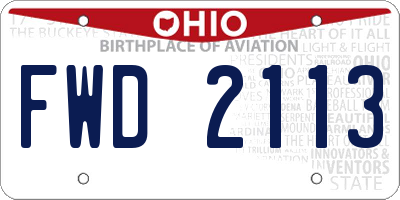 OH license plate FWD2113