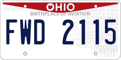 OH license plate FWD2115