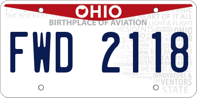 OH license plate FWD2118