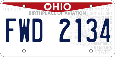 OH license plate FWD2134