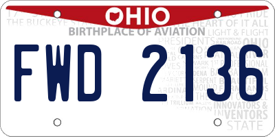 OH license plate FWD2136