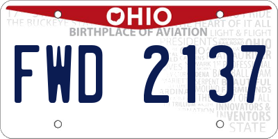 OH license plate FWD2137