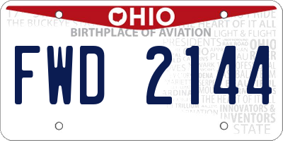 OH license plate FWD2144