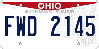 OH license plate FWD2145