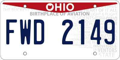 OH license plate FWD2149