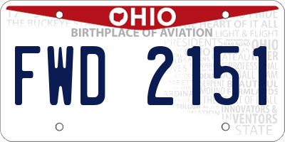 OH license plate FWD2151