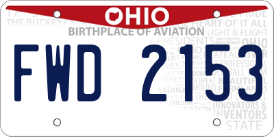 OH license plate FWD2153
