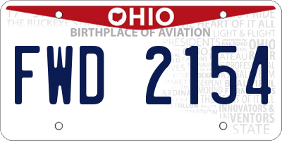OH license plate FWD2154