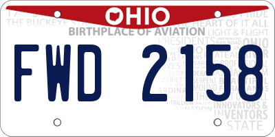 OH license plate FWD2158