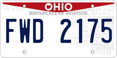 OH license plate FWD2175