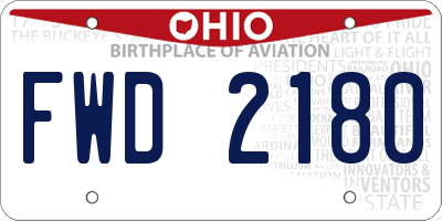OH license plate FWD2180