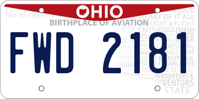 OH license plate FWD2181