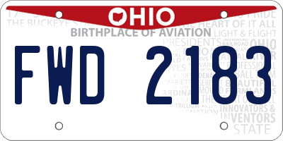 OH license plate FWD2183