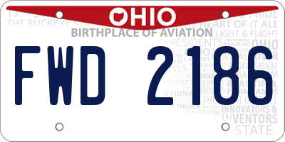 OH license plate FWD2186