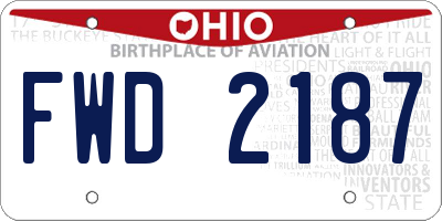 OH license plate FWD2187