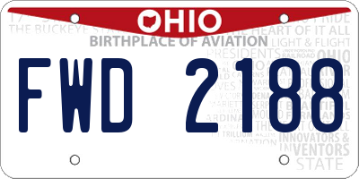 OH license plate FWD2188