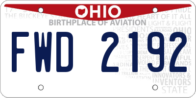OH license plate FWD2192