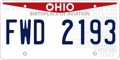 OH license plate FWD2193