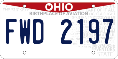 OH license plate FWD2197