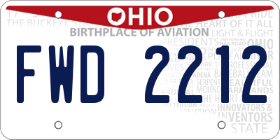 OH license plate FWD2212