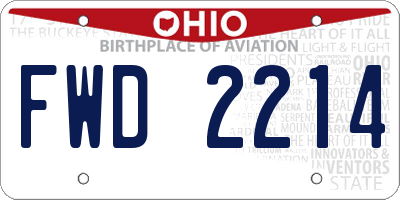OH license plate FWD2214