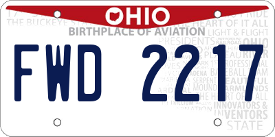 OH license plate FWD2217