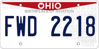 OH license plate FWD2218