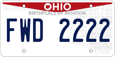OH license plate FWD2222