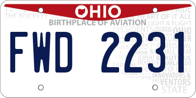 OH license plate FWD2231