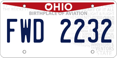 OH license plate FWD2232