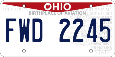 OH license plate FWD2245