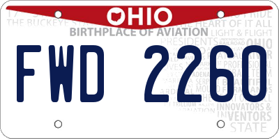OH license plate FWD2260