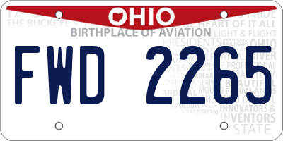 OH license plate FWD2265