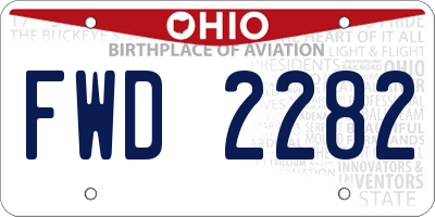 OH license plate FWD2282