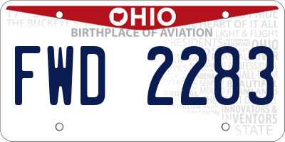 OH license plate FWD2283