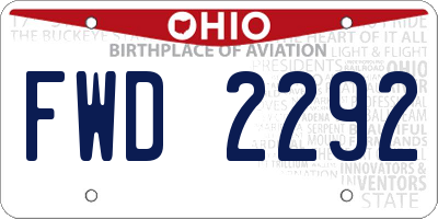 OH license plate FWD2292