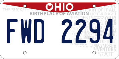 OH license plate FWD2294