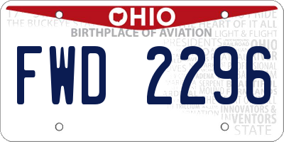 OH license plate FWD2296