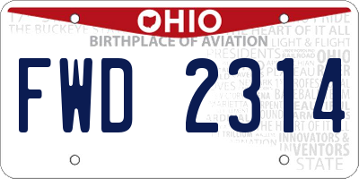 OH license plate FWD2314