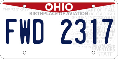 OH license plate FWD2317