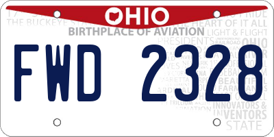OH license plate FWD2328