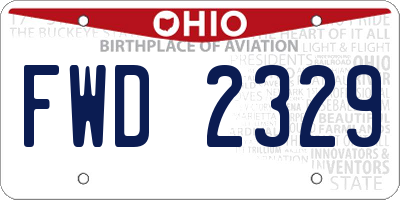 OH license plate FWD2329