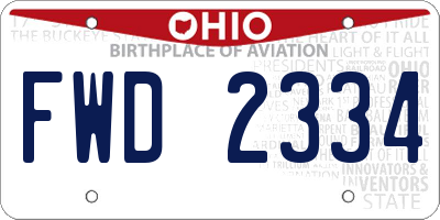 OH license plate FWD2334