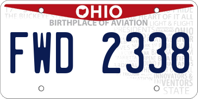 OH license plate FWD2338