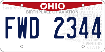 OH license plate FWD2344